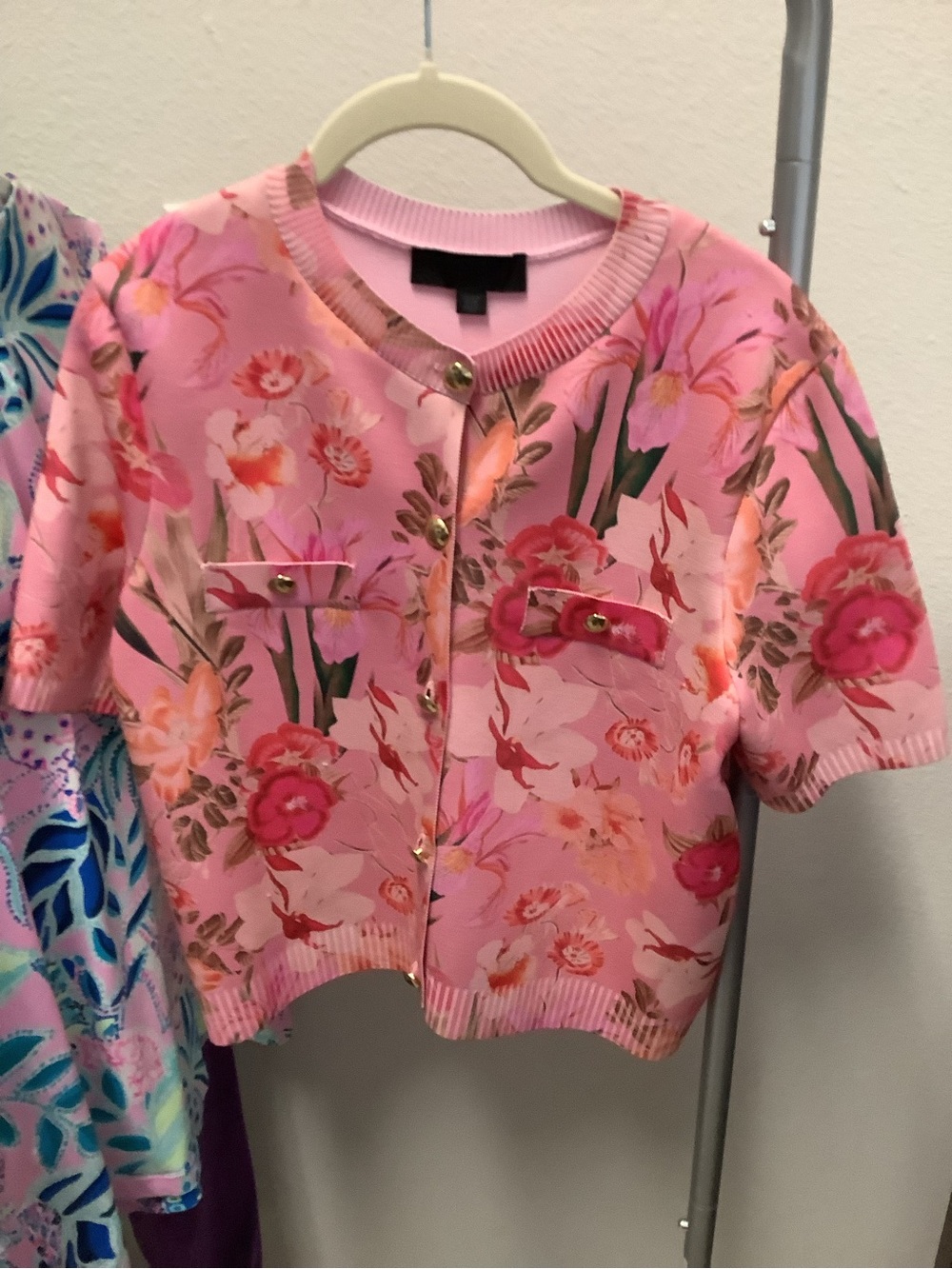 Zara Pink Floral Short-Sleeve Cardigan